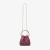 Bolso de satén Bon Bon Winter Bloom y Violet Orchid con cristales