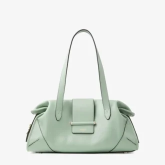 Bolso de viaje Bar Holdall mediano de cuero Verde Biker