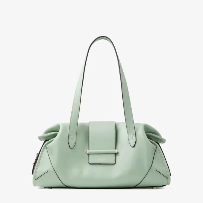 Bolso de viaje Bar Holdall mediano de cuero Verde Biker