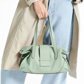 Bolso de viaje Bar Holdall mediano de cuero Verde Biker