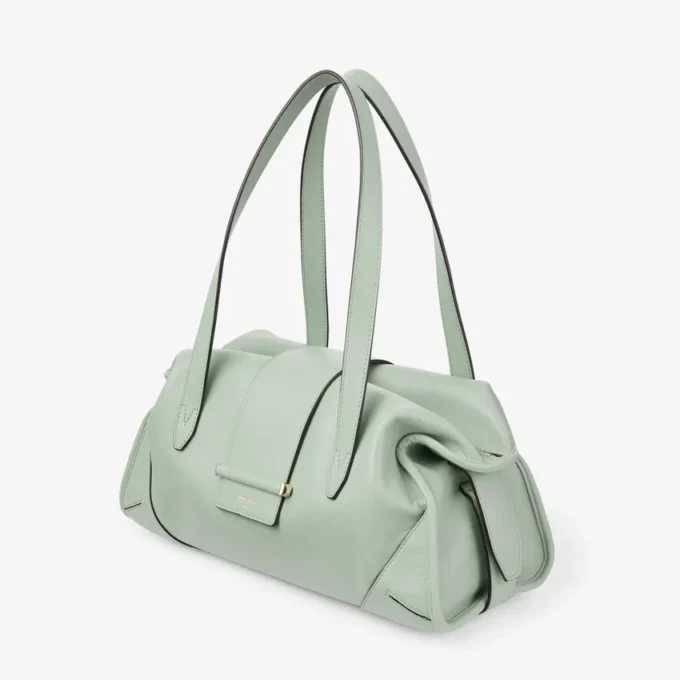 Bolso de viaje Bar Holdall mediano de cuero Verde Biker