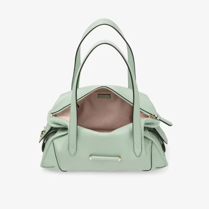 Bolso de viaje Bar Holdall mediano de cuero Verde Biker