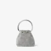 Bolso Micro Bon Bon de malla de cristal plateado con asa metálica