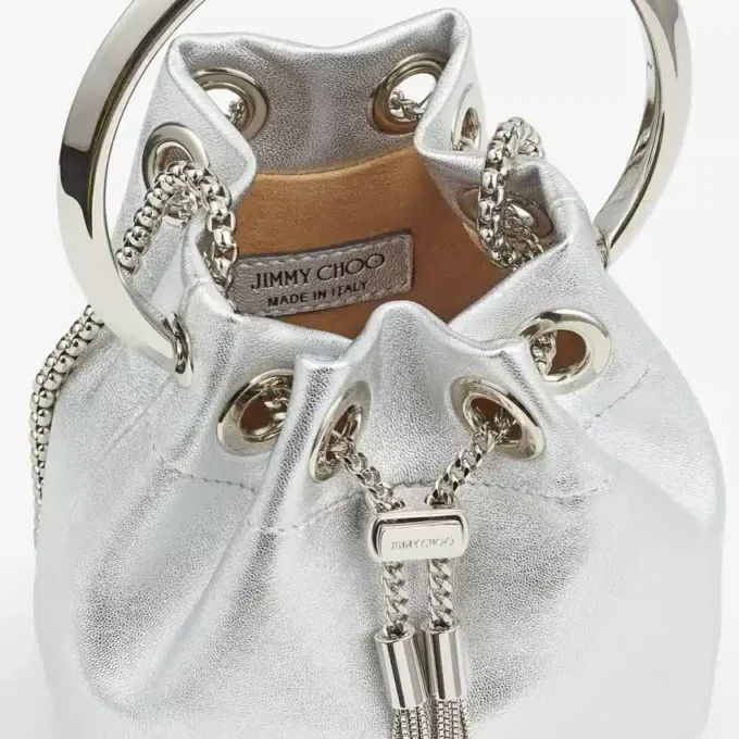 Bolso mini Bon Bon de napa metalizada plateada Bolso mini Bon Bon de napa metalizada plateada