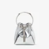 Bolso mini Bon Bon de tela plateada con asas metálicas Bolso mini Bon Bon de tela plateada con asas metálicas