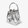 Bolso mini Bon Bon de tela plateada con asas metálicas Bolso mini Bon Bon de tela plateada con asas metálicas
