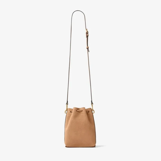 Bolso mini Cinch de ante color toffee con borlas de ante Bolso mini Cinch de ante color toffee con borlas de ante