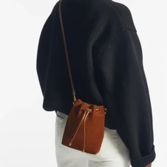 Bolso mini Cinch de ante color tostado