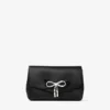 Bolso mini con lazo suave Bolso mini de satén negro con lazo de cristal