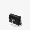 Bolso mini con lazo suave Bolso mini de satén negro con lazo de cristal