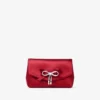 Bolso mini con lazo suave Bolso mini de satén rojo rubí con lazo de cristales