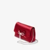 Bolso mini con lazo suave Bolso mini de satén rojo rubí con lazo de cristales