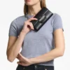 Bolso mini de hombro Bing Wallet Chain de piel negra con pieza de cristal