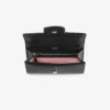 Bolso mini de hombro Bing Wallet Chain de piel negra con pieza de cristal
