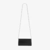Bolso mini de hombro Bing Wallet Chain de piel negra con pieza de cristal