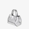 Bolso mini Diamond Tote de piel metalizada vintage plateada Bolso mini Diamond Tote de piel metalizada vintage plateada
