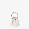 Bolso mini Micro Bon Bon de satén marfil con perlas por toda la superficie Bolso mini Micro Bon Bon de satén marfil con perlas por toda la superficie