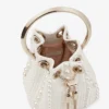 Bolso mini Micro Bon Bon de satén marfil con perlas por toda la superficie Bolso mini Micro Bon Bon de satén marfil con perlas por toda la superficie