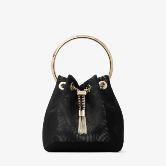 Bolso tipo cubo Bon Bon de malla negra
