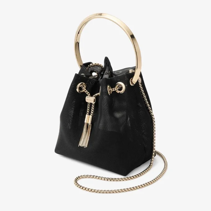 Bolso tipo cubo Bon Bon de malla negra