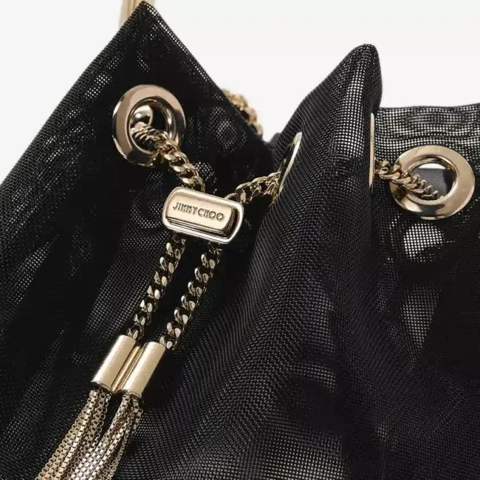 Bolso tipo cubo Bon Bon de malla negra
