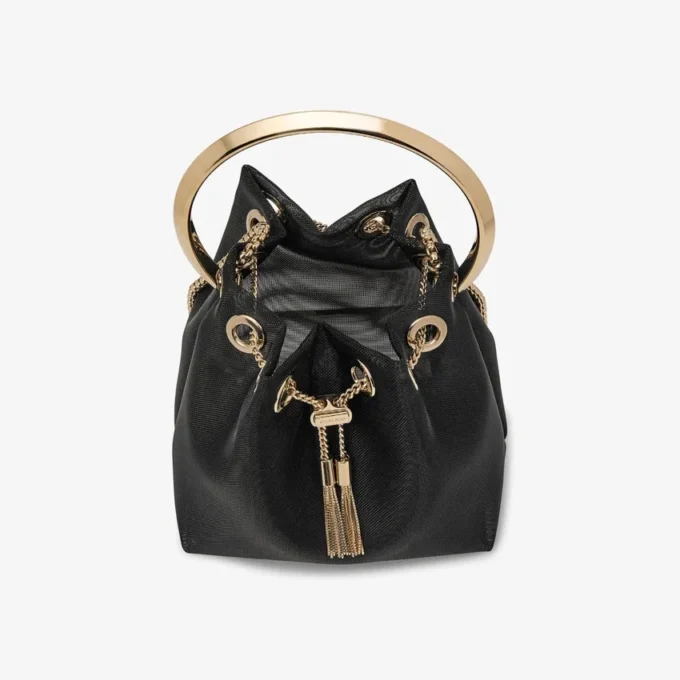 Bolso tipo cubo Bon Bon de malla negra