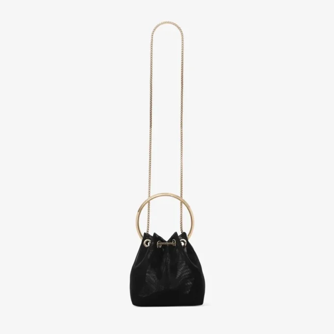 Bolso tipo cubo Bon Bon de malla negra
