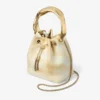 Bolso tipo cubo Bon Bon de piel teñida al estilo tie-dye en mezcla natural con asa esculpida