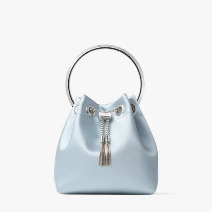 Bolso tipo cubo Bon Bon de satén azul hielo Bolso tipo cubo Bon Bon de satén azul hielo