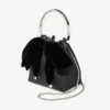 Bolso tipo cubo Bon Bon de satén negro con lazo de terciopelo Bolso tipo cubo Bon Bon de satén negro con lazo de terciopelo