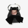 Bolso tipo cubo Bon Bon de satén negro con lazo de terciopelo Bolso tipo cubo Bon Bon de satén negro con lazo de terciopelo