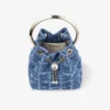 Bolso tipo cubo Bon Bon de tejido vaquero con diseño entrecruzado Bolso tipo cubo Bon Bon de tejido vaquero con diseño entrecruzado