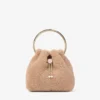Bolso tipo cubo Bon Bon en color toffee con asa metálica