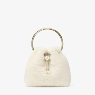 Bolso tipo cubo Bon Bon Natural con asa metálica