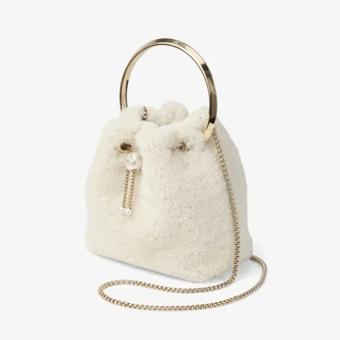 Bolso tipo cubo Bon Bon Natural con asa metálica Bolso tipo cubo Bon Bon Natural con asa metálica