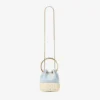 Bolso tipo cubo de lona moteada y mimbre Bon Bon en azul Riviera Bolso tipo cubo de lona moteada y mimbre Bon Bon en azul Riviera