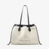 Bolso tote con cordón Bolso tote mediano de piel de oveja natural con cordón y ribetes de cuero Bolso tote con cordón Bolso tote mediano de piel de oveja natural con cordón y ribetes de cuero