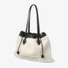Bolso tote con cordón Bolso tote mediano de piel de oveja natural con cordón y ribetes de cuero Bolso tote con cordón Bolso tote mediano de piel de oveja natural con cordón y ribetes de cuero