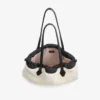Bolso tote con cordón Bolso tote mediano de piel de oveja natural con cordón y ribetes de cuero Bolso tote con cordón Bolso tote mediano de piel de oveja natural con cordón y ribetes de cuero