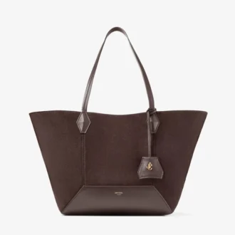Bolso tote Diamond mediano de ante color café