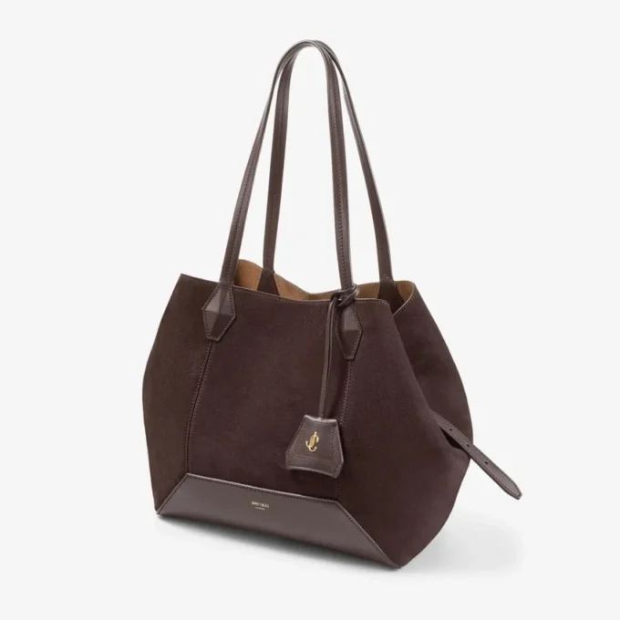 Bolso tote Diamond mediano de ante color café Bolso tote Diamond mediano de ante color café