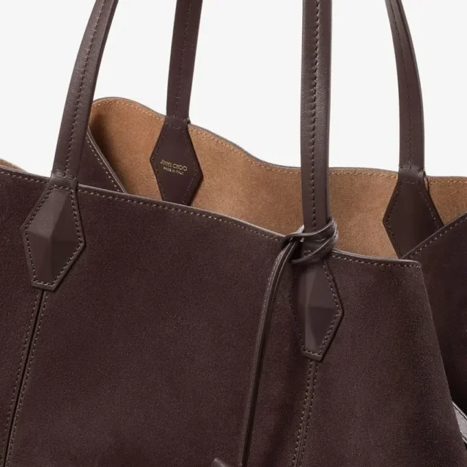 Bolso tote Diamond mediano de ante color café Bolso tote Diamond mediano de ante color café
