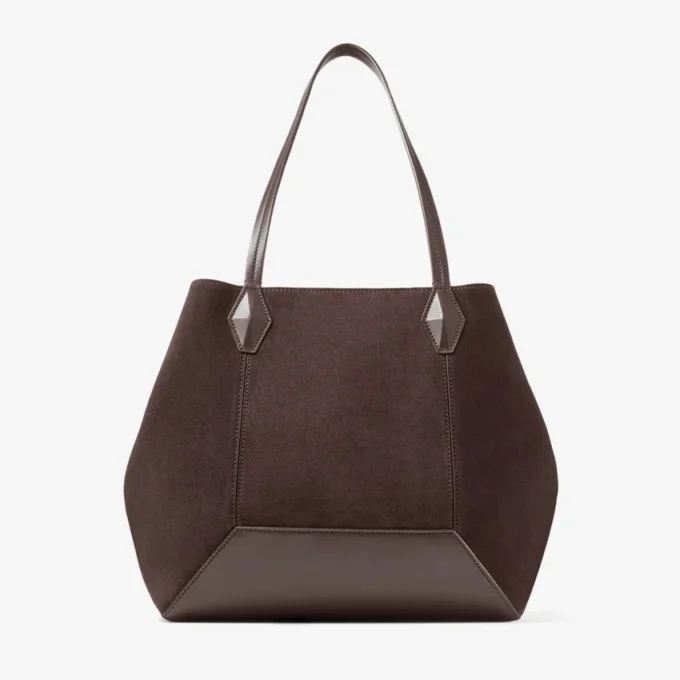 Bolso tote Diamond mediano de ante color café Bolso tote Diamond mediano de ante color café