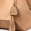 Bolso tote Diamond mediano de ante color toffee con flecos Bolso tote Diamond mediano de ante color toffee con flecos