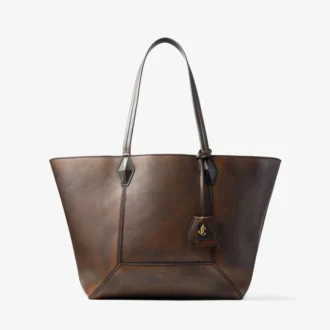 Bolso tote Diamond mediano en piel de becerro lisa color coñac