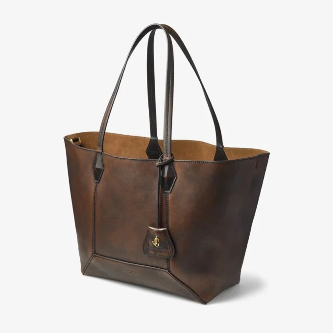 Bolso tote Diamond mediano en piel de becerro lisa color coñac Bolso tote Diamond mediano en piel de becerro lisa color coñac