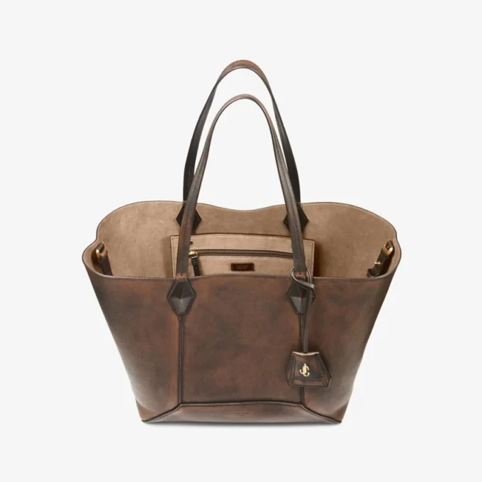 Bolso tote Diamond mediano en piel de becerro lisa color coñac Bolso tote Diamond mediano en piel de becerro lisa color coñac