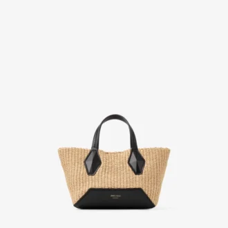 Bolso tote Diamond Mini de rafia natural