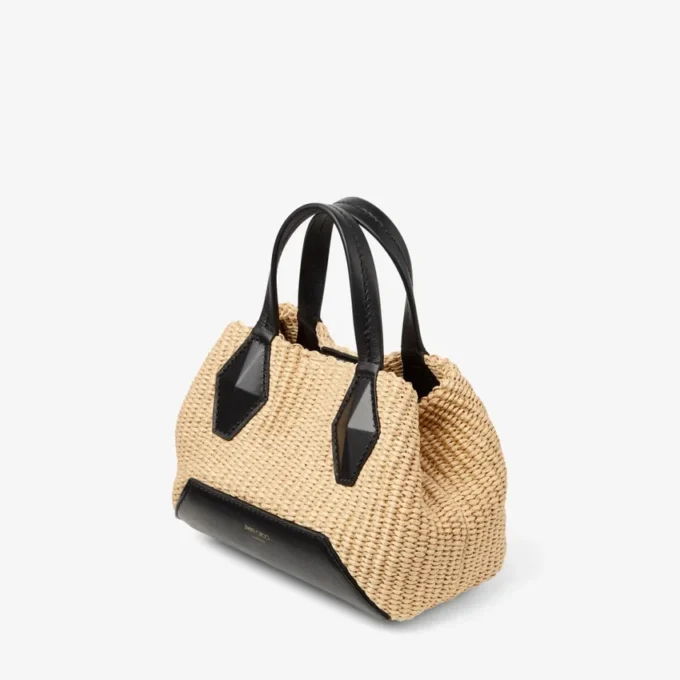 Bolso tote Diamond Mini de rafia natural Bolso tote Diamond Mini de rafia natural