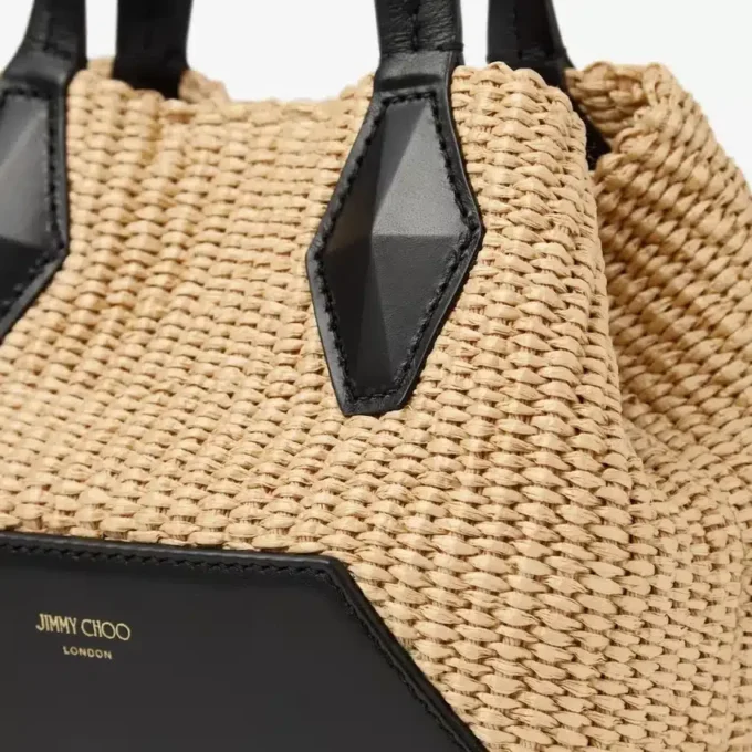 Bolso tote Diamond Mini de rafia natural Bolso tote Diamond Mini de rafia natural